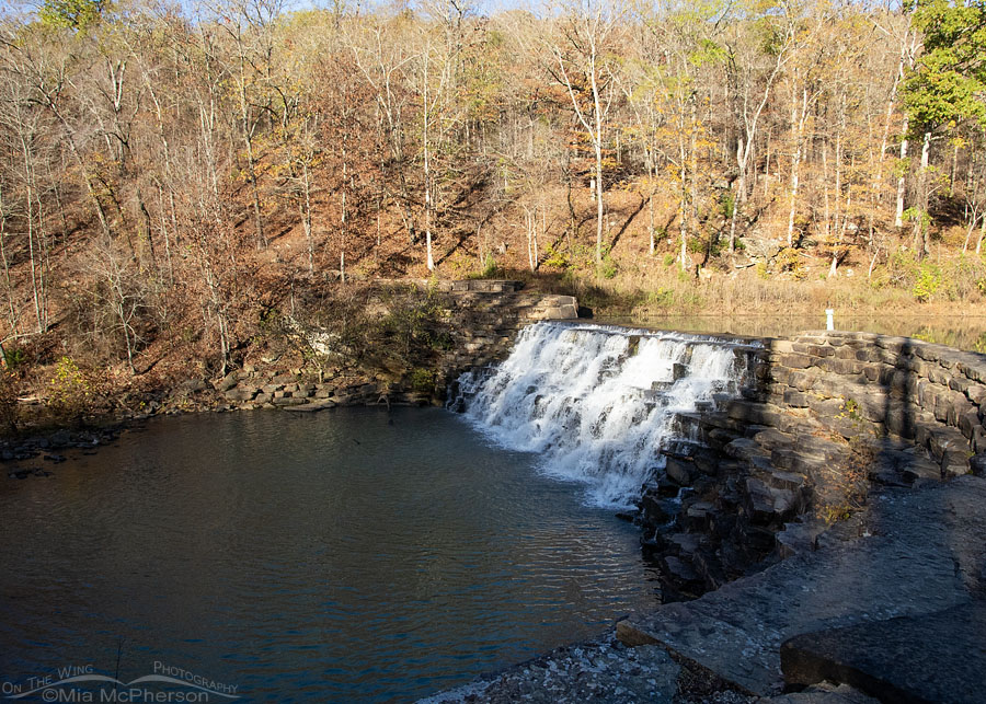 Lake Devil, rock dam, and Lee Creek at Devil's Den State Park, Washington County, Arkansas