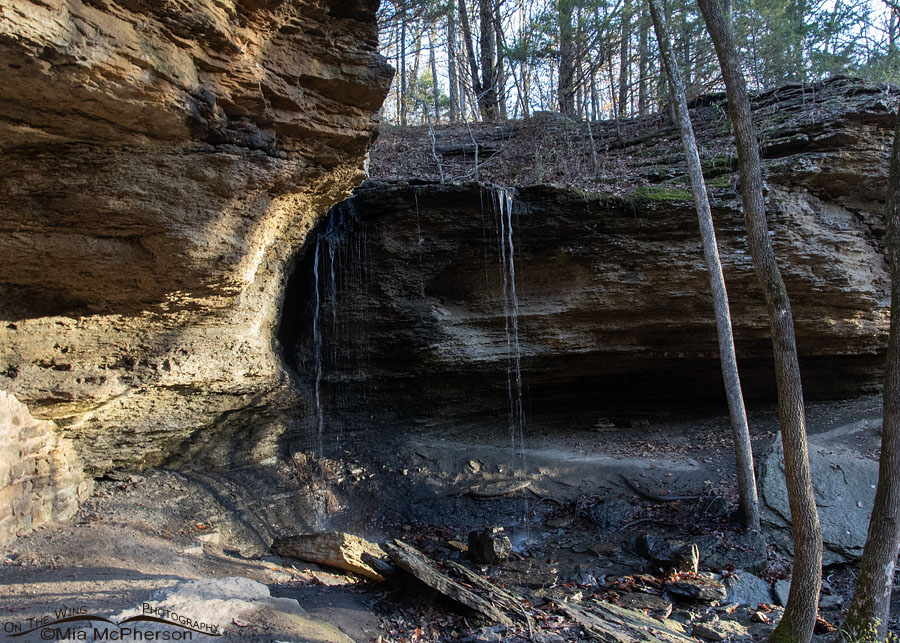 Waterfall at Moonshiners Cave in the Boston Mountains of Arkansas, Washington County